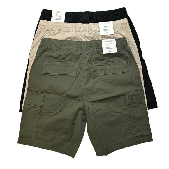H&M Other - H&M 3 Pack Cargo Shorts Regular Fit Knee Length NWT Beige/Olive/Black Sz M